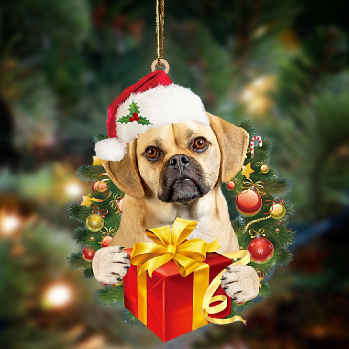 Puggle Give Gifts Hanging Ornament - Flat Acrylic Dog Ornament – Dog Lovers Gifts For Him Or Her