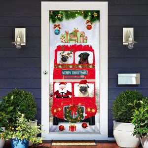 Pugs Christmas Bus Door Cover Xmas Outdoor Decoration Gifts For Dog Lovers Housewarming Gifts 2
