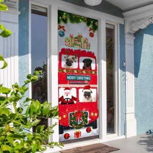 Pugs Christmas Bus Door Cover Xmas Outdoor Decoration Gifts For Dog Lovers Housewarming Gifts 4