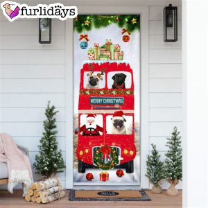 Pugs Christmas Bus Door Cover Xmas Outdoor Decoration Gifts For Dog Lovers Housewarming Gifts 6