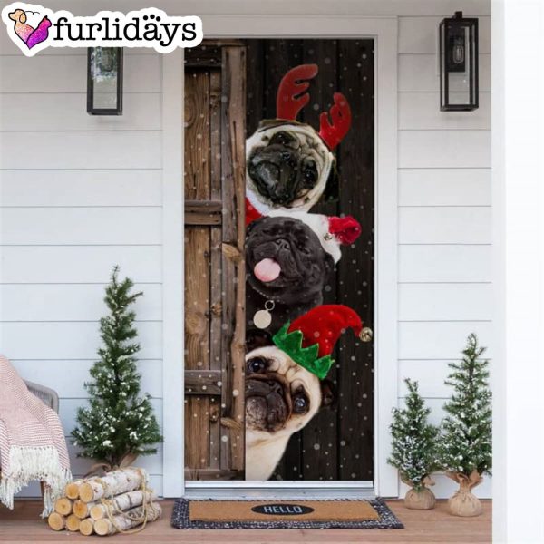 Pugs Christmas Door Cover – Xmas Gifts For Pet Lovers – Christmas Gift For Friends