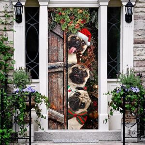 Pugs Door Cover Xmas Outdoor Decoration Gifts For Dog Lovers Housewarming Gifts 3