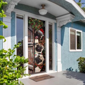 Pugs Door Cover Xmas Outdoor Decoration Gifts For Dog Lovers Housewarming Gifts 5
