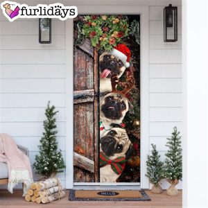 Pugs Door Cover Xmas Outdoor Decoration Gifts For Dog Lovers Housewarming Gifts 6