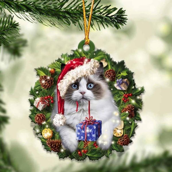 Ragdoll And Christmas Ornament – Acrylic Cat Ornament – Gifts For Cat Lovers