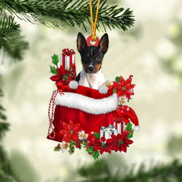 Rat Terrier In Gift Bag Christmas Ornament – Car Ornaments – Gift For Dog Lovers