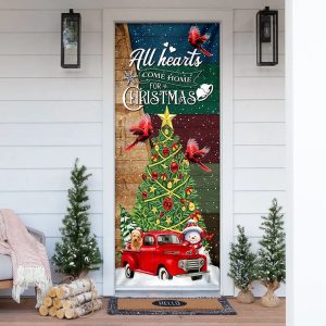 Red Truck Christmas Door Cover All Hearts Come Home For Christmas Door Cover Unique Gifts Doorcover 1