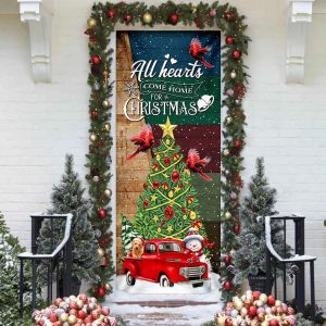 Red Truck Christmas Door Cover All Hearts Come Home For Christmas Door Cover Unique Gifts Doorcover 4