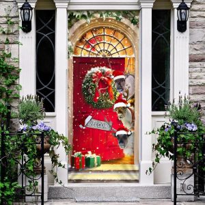 Reindeer Farmhouse Christmas Door Cover Unique Gifts Doorcover 2