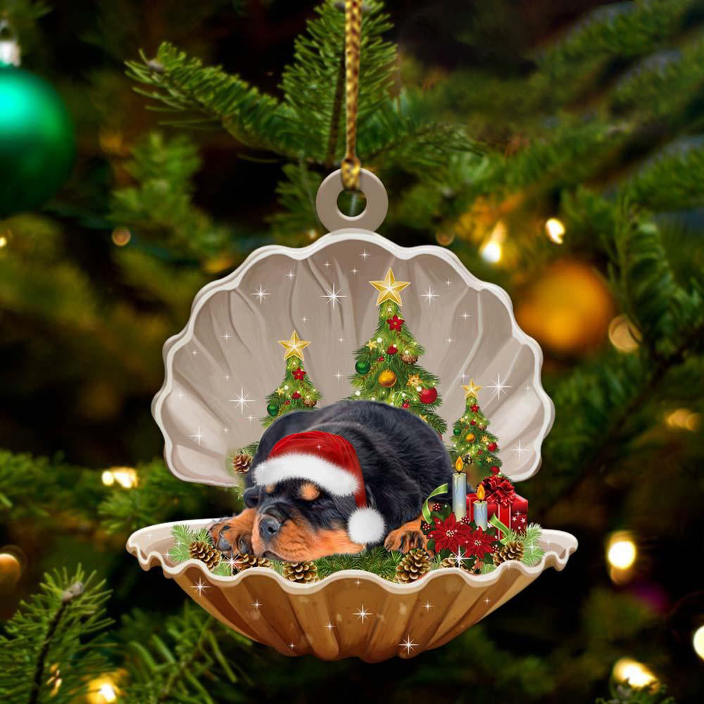 Rottweiler3 - Sleeping Pearl in Christmas Two Sided Ornament - Christmas Ornaments For Dog Lovers