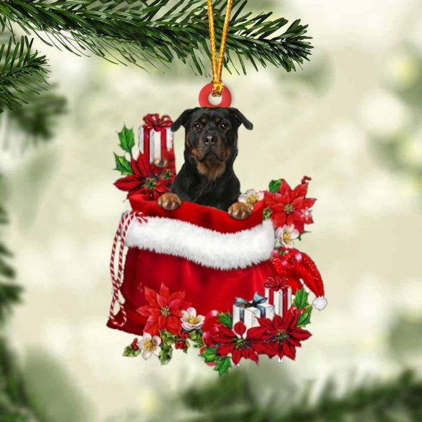 Rottweiler 2 In Gift Bag Christmas Ornament – Car Ornaments – Gift For Dog Lovers