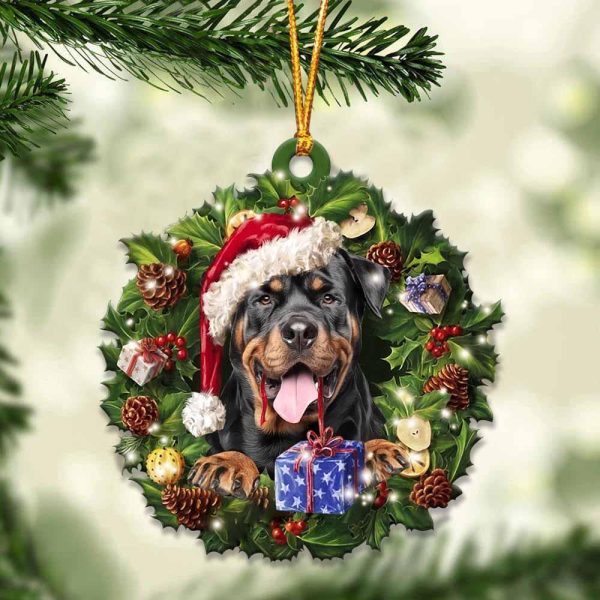 Rottweiler And Christmas Ornament – Acrylic Dog Ornament – Gifts For Dog Lovers