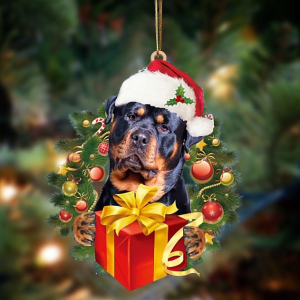 Rottweiler Give Gifts Hanging Ornament – Flat Acrylic Dog Ornament – Dog Lovers Gifts For Him Or Her