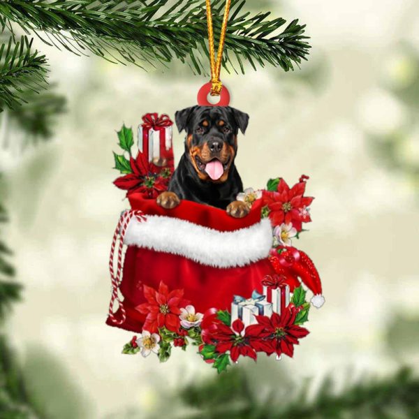 Rottweiler In Gift Bag Christmas Ornament – Car Ornaments – Gift For Dog Lovers