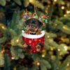 Rottweiler In Snow Pocket Christmas Ornament – Two Sided Christmas Plastic Hanging