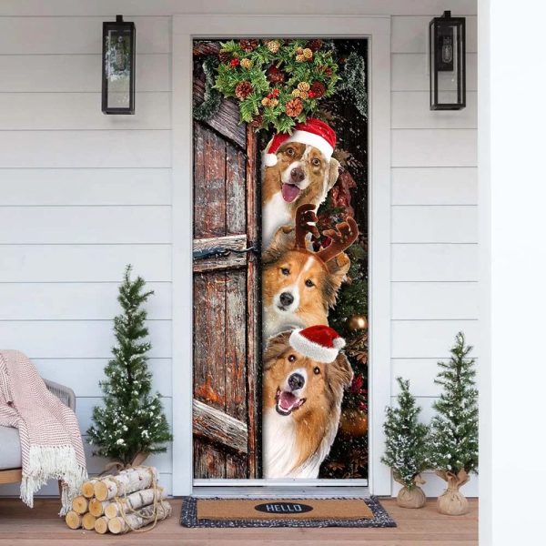 Rough Collie Door Cover – Xmas Outdoor Decoration – Gifts For Dog Lovers – Housewarming Gifts