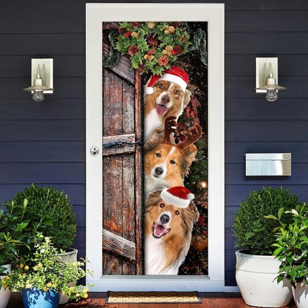 Rough Collie Door Cover – Xmas Outdoor Decoration – Gifts For Dog Lovers – Housewarming Gifts