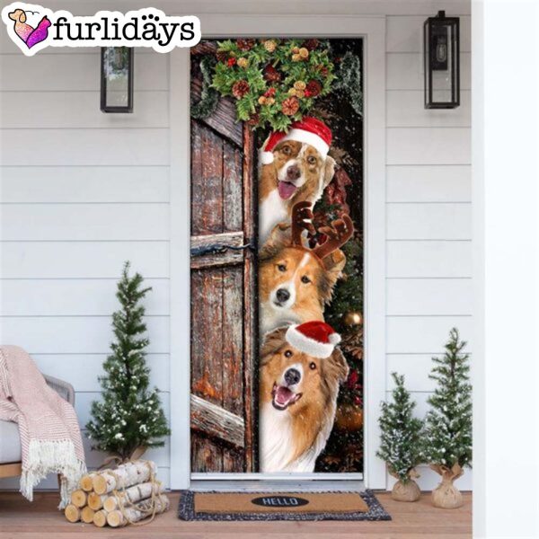 Rough Collie Door Cover – Xmas Outdoor Decoration – Gifts For Dog Lovers – Housewarming Gifts