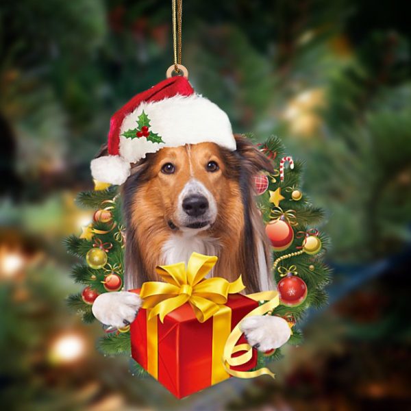Rough Collie Give Gifts Hanging Ornament – Flat Acrylic Dog Ornament – Dog Lovers Gifts For Him Or Her