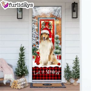 Rough Collie Mery Christmas Door Cover Unique Gifts Doorcover Holiday Decor 6