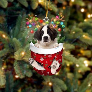 Saint Bernard In Snow Pocket Christmas…