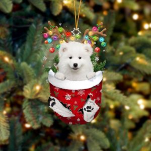 Samoyed In Snow Pocket Christmas Ornament…