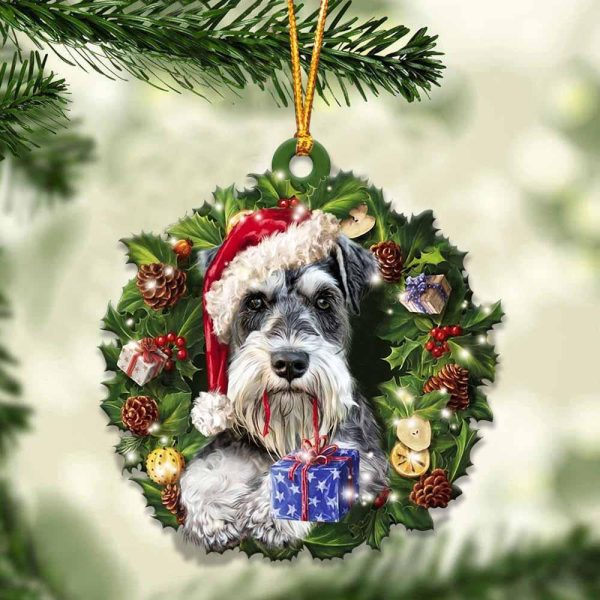 Schnauzer And Christmas Ornament – Acrylic Dog Ornament – Gifts For Dog Lovers