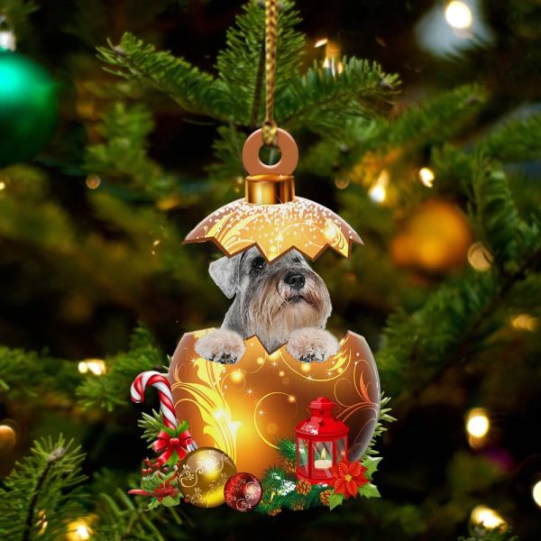 Schnauzer In Golden Egg Christmas Ornament – Car Ornament – Unique Dog Gifts For Owners