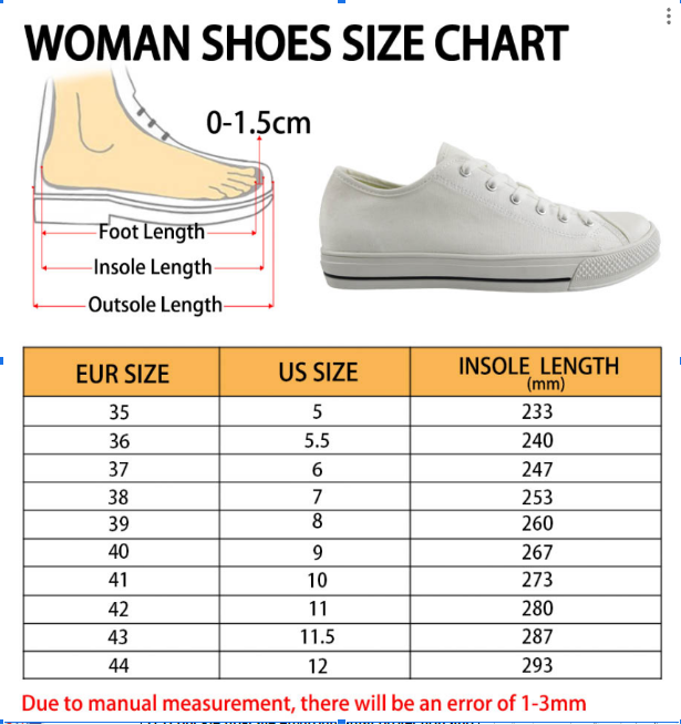 Woman Size Chart Low top shoes - Furlidays