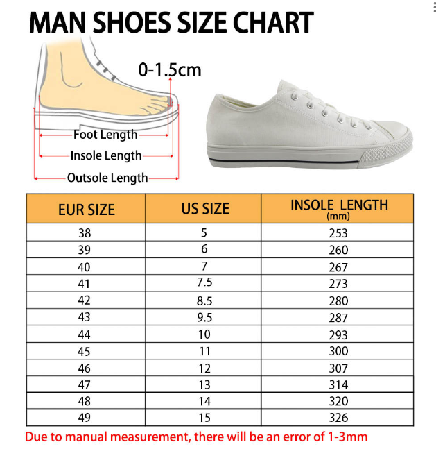 Man Size Chart Low top shoes - Furlidays
