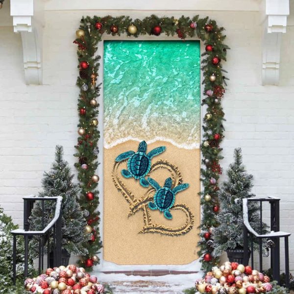 Sea Turtle Beach Door Cover – Unique Gifts Doorcover – Christmas Gift For Friends
