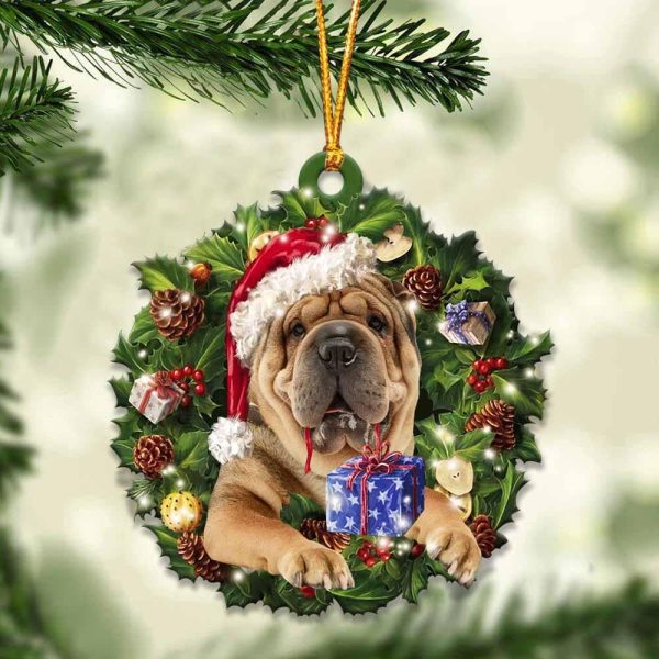 Shar Pei And Christmas Ornament – Acrylic Dog Ornament – Gifts For Dog Lovers