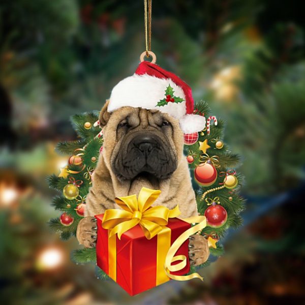 Shar Pei Give Gifts Hanging Ornament – Flat Acrylic Dog Ornament – Dog Lovers Gifts For Him Or Her