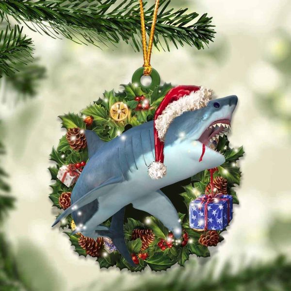 Shark And Christmas Ornament – Acrylic Dog Ornament – Gifts For Dog Lovers