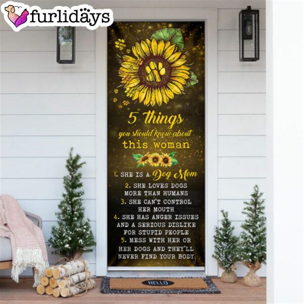 She Is A Dog Mom Door Cover – Xmas Outdoor Decoration – Gifts For Dog Lovers