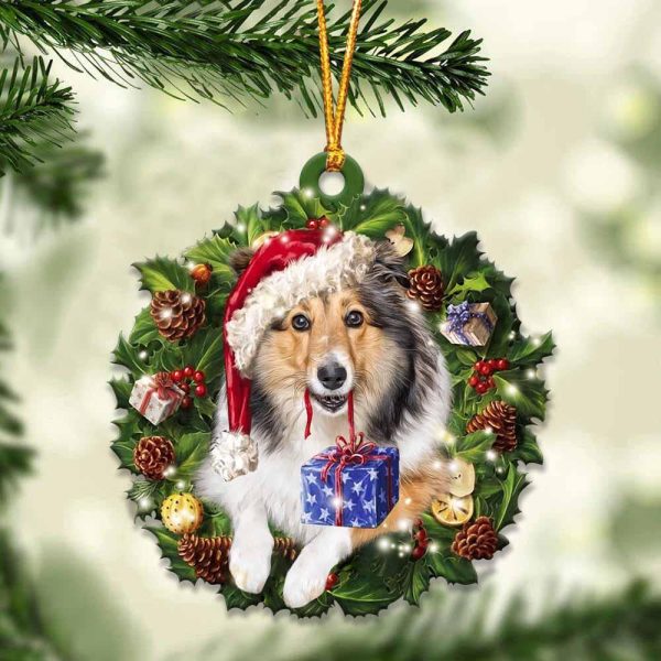 Sheltie And Christmas Ornament – Acrylic Dog Ornament – Gifts For Dog Lovers