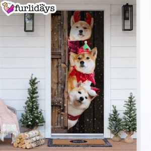 Shiba Inu Christmas Door Cover Xmas Gifts For Pet Lovers Christmas Gift For Friends