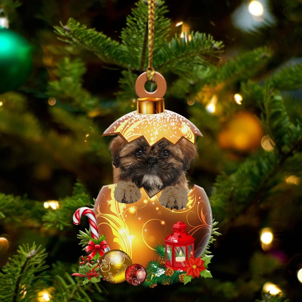 Shih-Tzu In Golden Egg Christmas Ornament - Car Ornament - Unique Dog Gifts For Owners