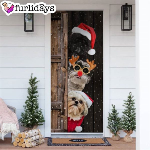 Shih Tzu Christmas Door Cover – Xmas Gifts For Pet Lovers – Christmas Gift For Friends