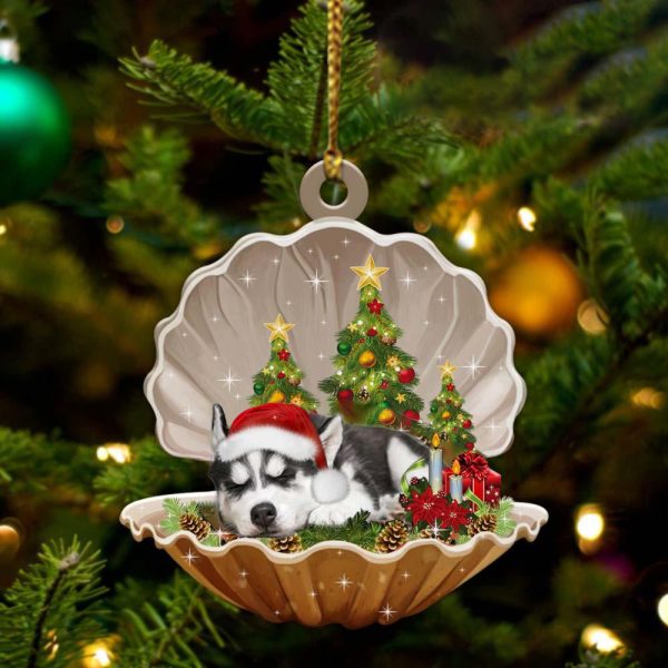 Siberian Husky3 – Sleeping Pearl in Christmas Two Sided Ornament – Christmas Ornaments For Dog Lovers