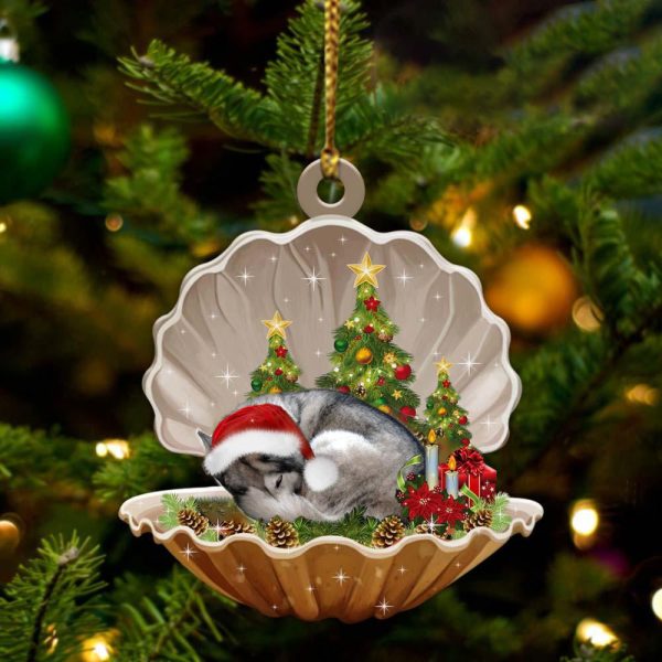 Siberian Husky – Sleeping Pearl in Christmas Two Sided Ornament – Christmas Ornaments For Dog Lovers