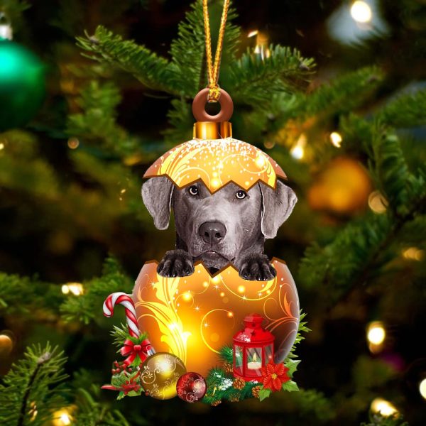 Silver Labrador In Golden Egg Christmas Ornament – Car Ornament – Unique Dog Gifts For Owners