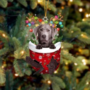 Silver Labrador In Snow Pocket Christmas…