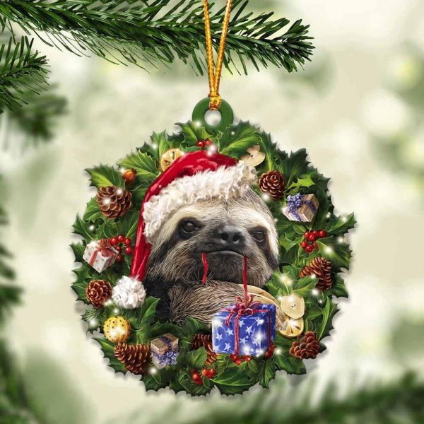 Sloth And Christmas Ornament – Acrylic Dog Ornament – Gifts For Dog Lovers