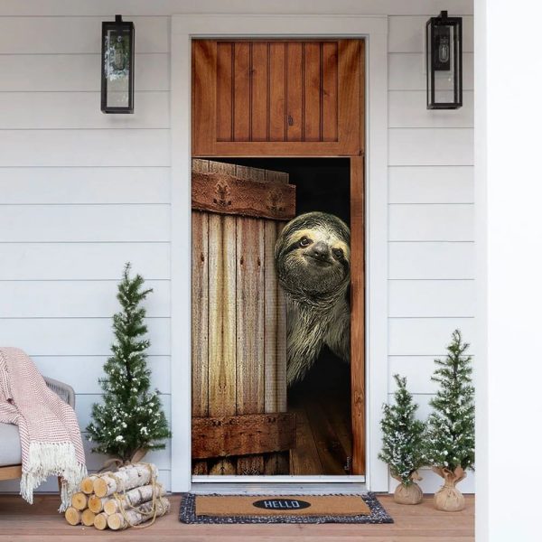 Sloth Vitage Wood Door Cover – Unique Gifts Doorcover – Holiday Decor
