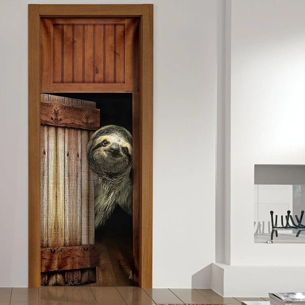 Sloth Vitage Wood Door Cover – Unique Gifts Doorcover – Holiday Decor