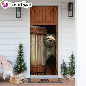 Sloth Vitage Wood Door Cover Unique Gifts Doorcover Holiday Decor 6