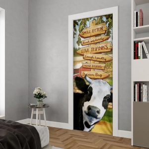 Smile Often Think Positively Laugh Loudly Cow Door Cover Unique Gifts Doorcover 5
