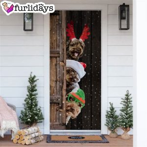 Spanish Water Dog Christmas Door Cover Xmas Gifts For Pet Lovers Christmas Gift For Friends