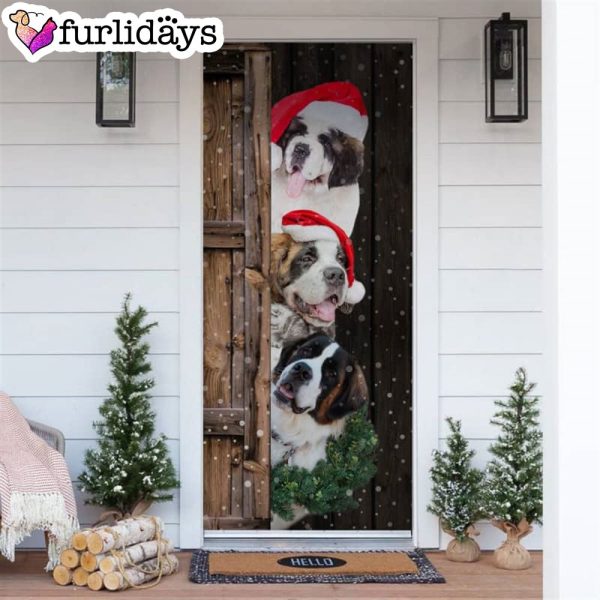 St.Bernard Christmas Door Cover – Xmas Gifts For Pet Lovers – Christmas Gift For Friends
